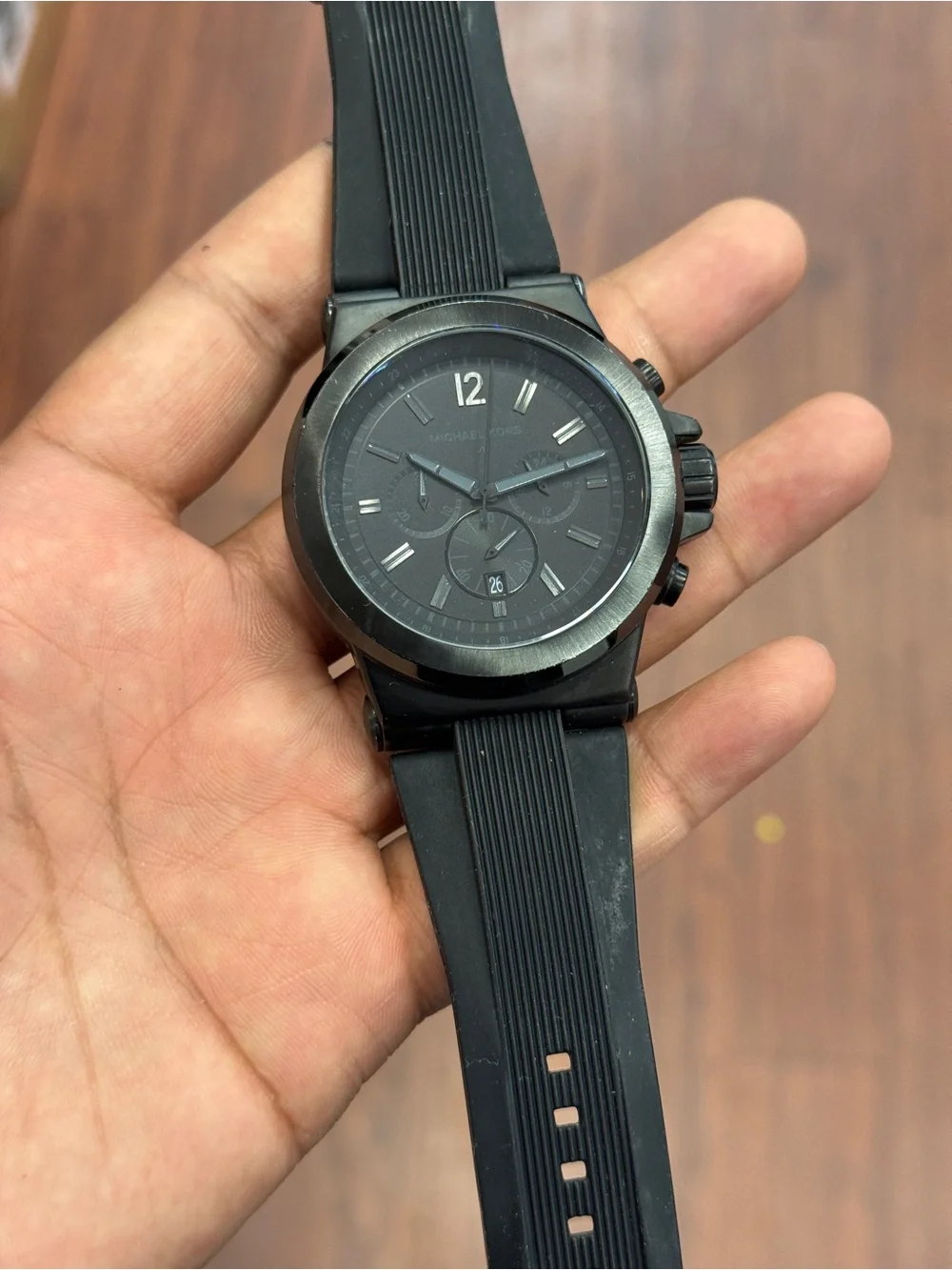 Michael Kors Matte Black Men's Chronograph reubber strap Watch